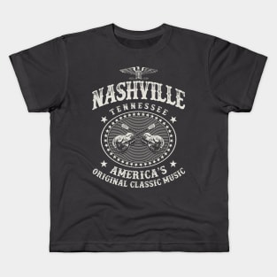 Nashville Music City Tennessee Guitars Vintage Kids T-Shirt